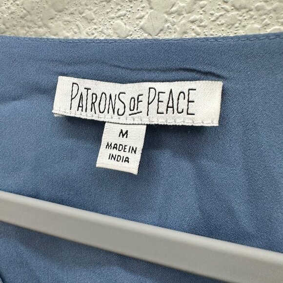 Patrons of Peace Blue Floral Smocked Long Sleeve Dress J1916F32 Womens sz Medium - Picture 2 of 5